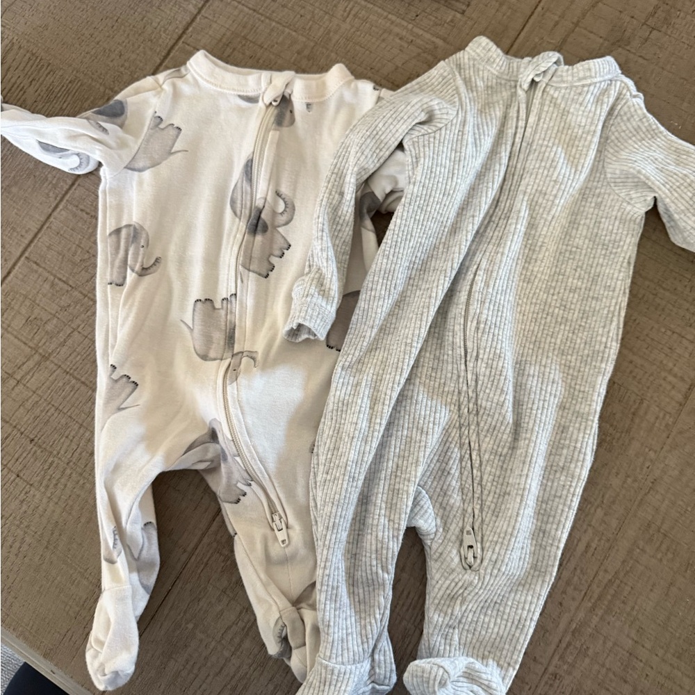 Old Navy Cream and Gray Kids One Pieces
